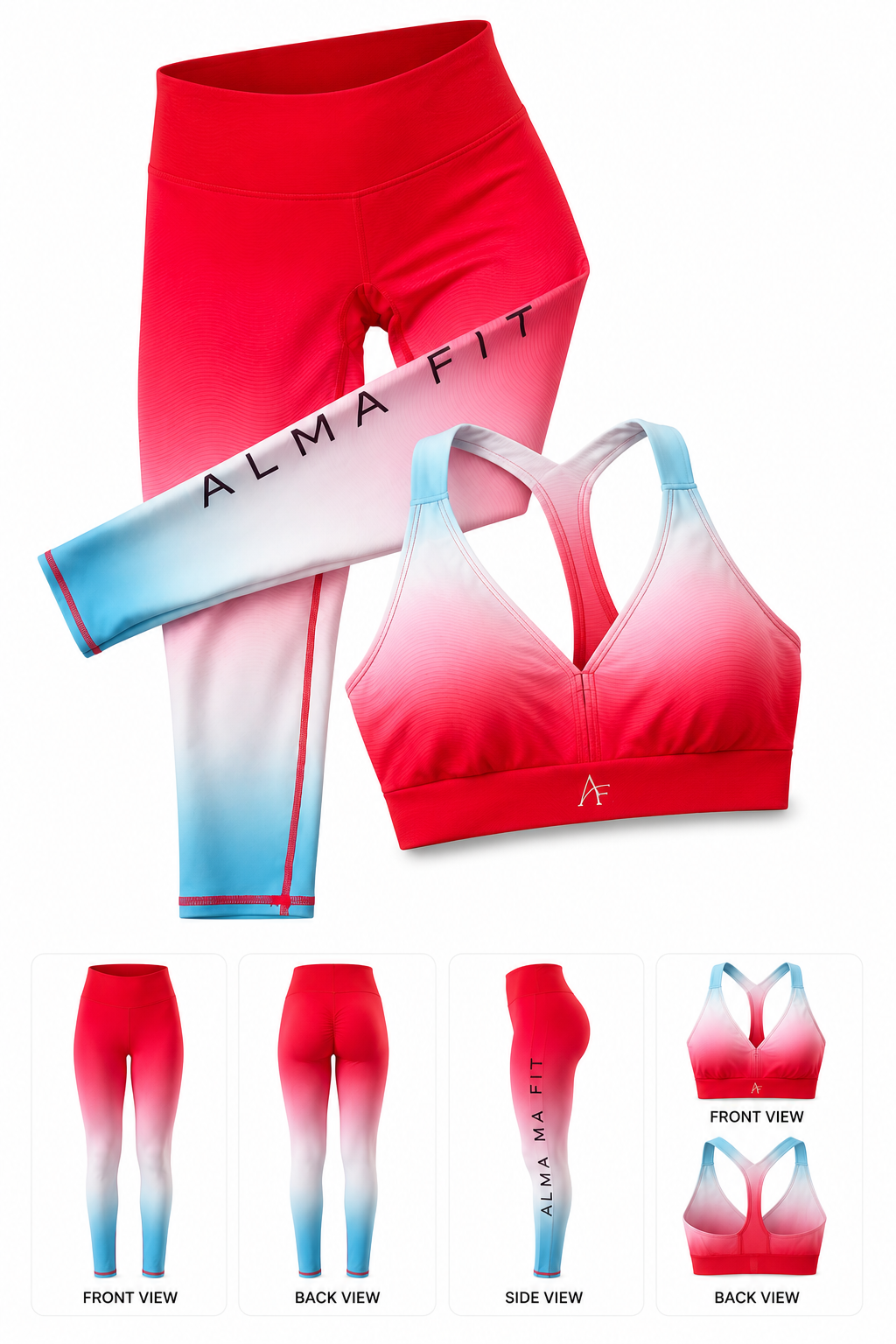 Red, White & Blue Sublimated Set — Top + Legging