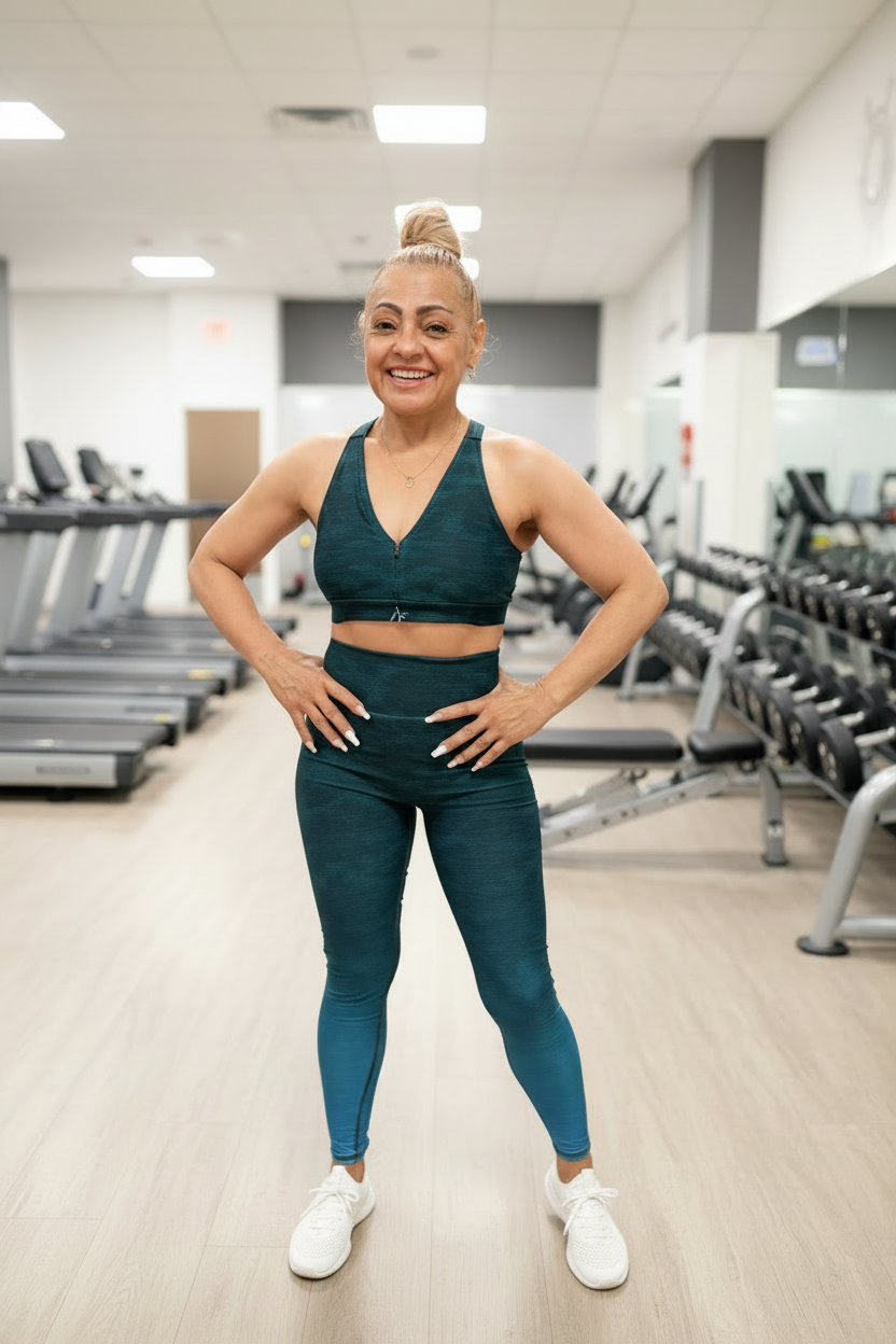 Conjunto Azul Degradé - Frente con tenis blancos