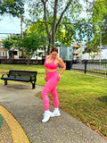 Sublimated Hot Pink Leggings + Top Set